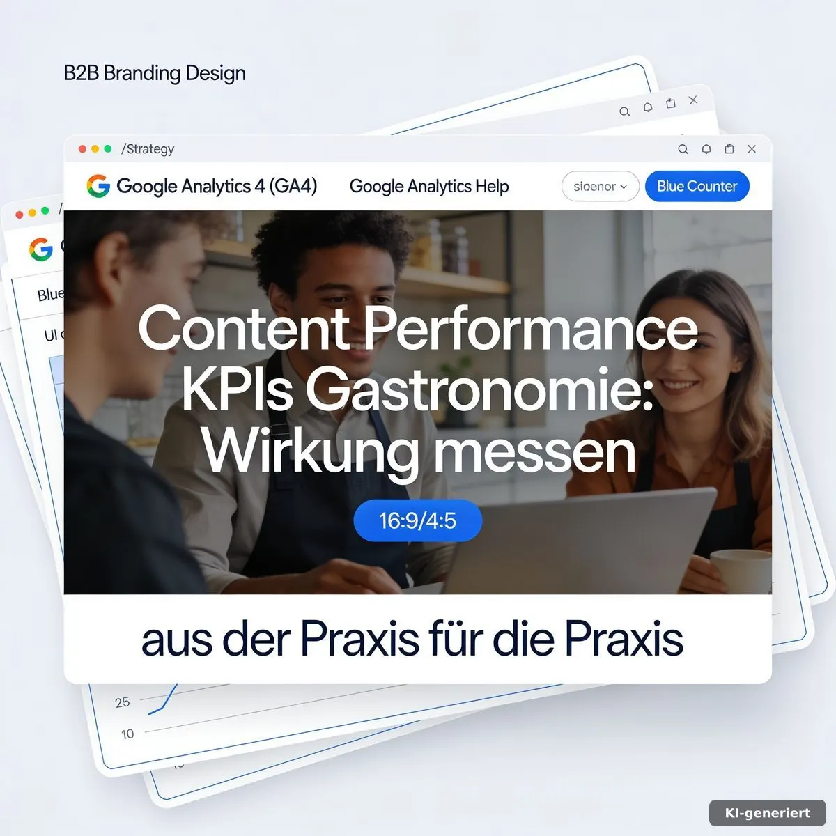 Content Performance KPIs Gastronomie: Restaurant-Analytics mit Smartphone, Dashboard und angerichtetem Gericht