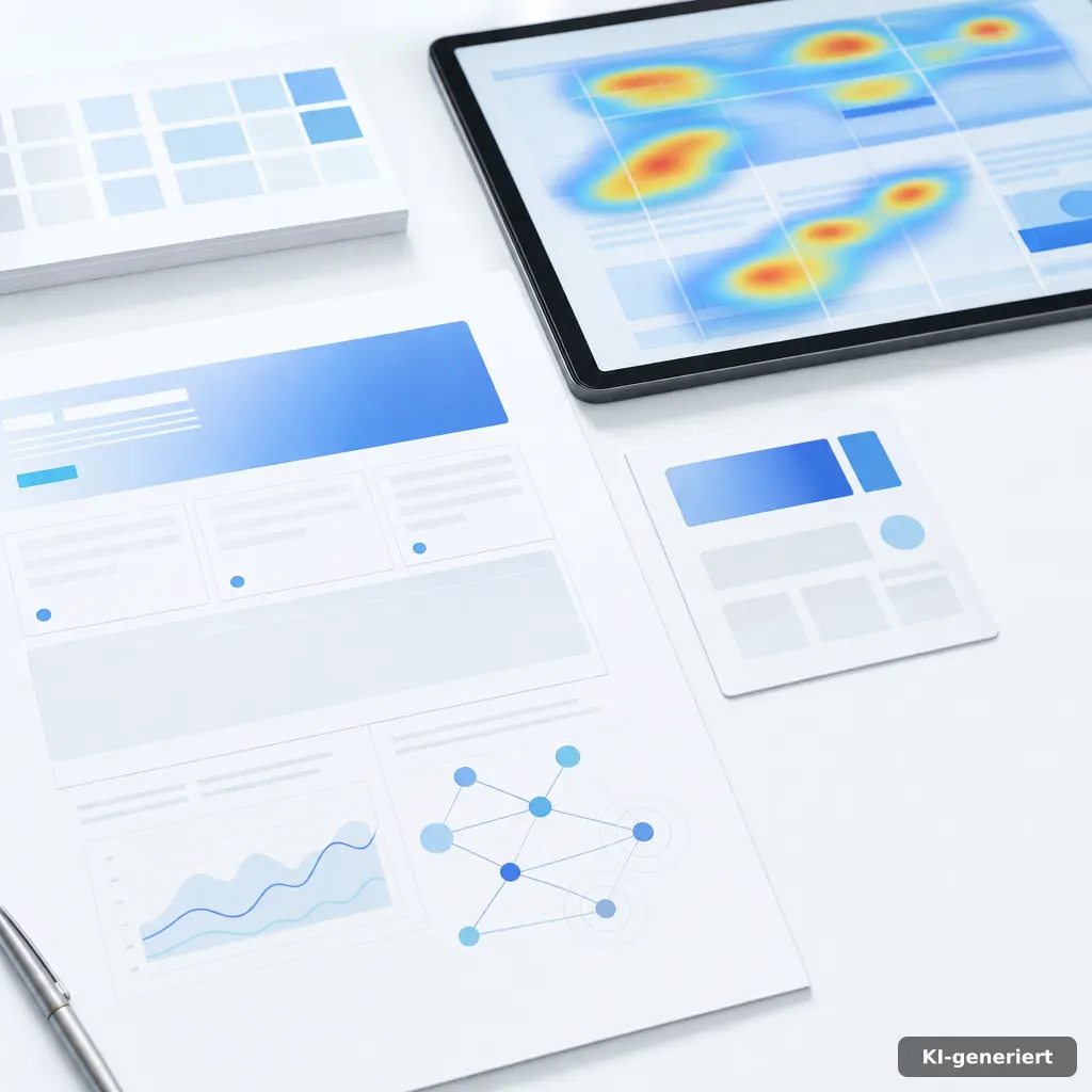 analytics heatmap overlay concept, abstract grid with colored zones, minimal UI cards with no text, clean studio light,