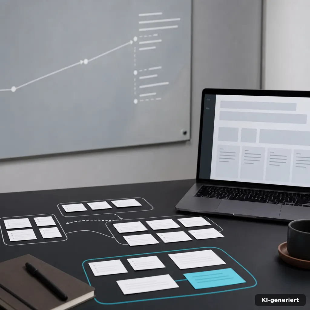 Keyword-Recherche im Wandel: Suchanfragen, Themencluster und SEO-Strategie auf einem modernen Schreibtisch