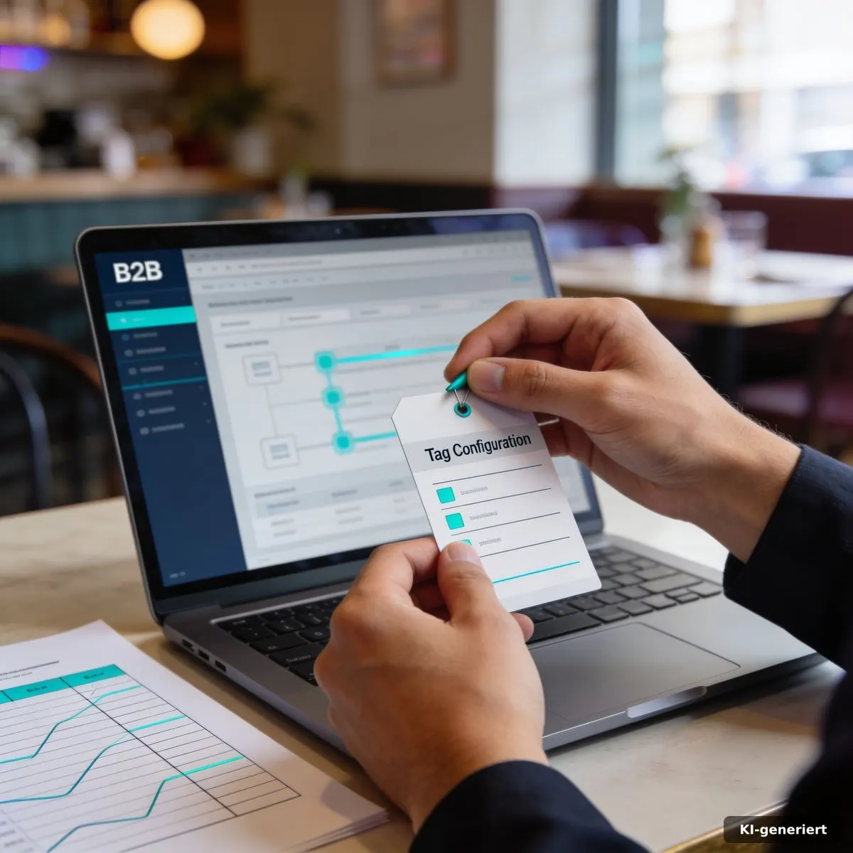 Tracking-Workflow wird am Laptop anhand einer Prüfliste kontrolliert