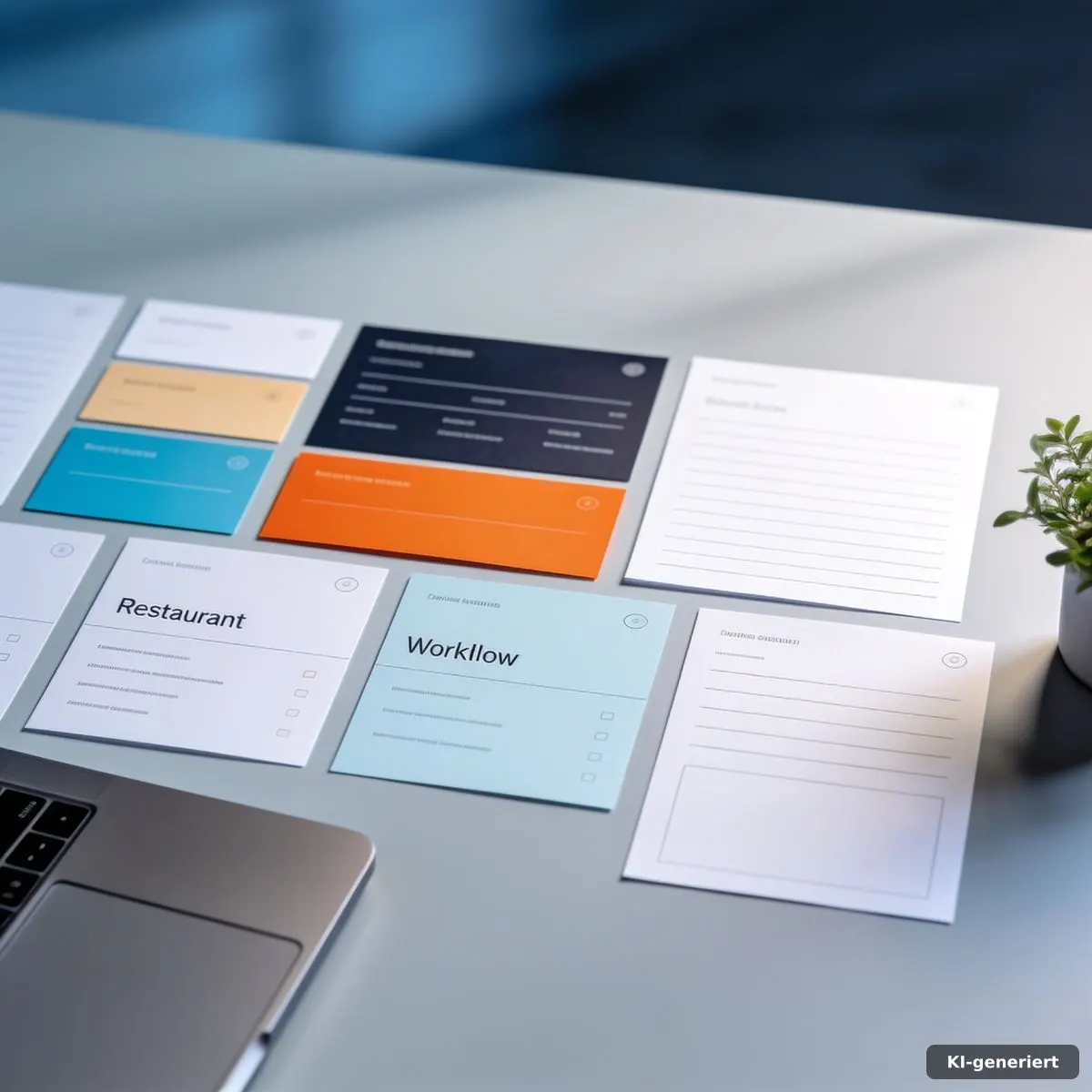 Planung eines Restaurant-Workflows mit Karten und abstrakten Formularen
