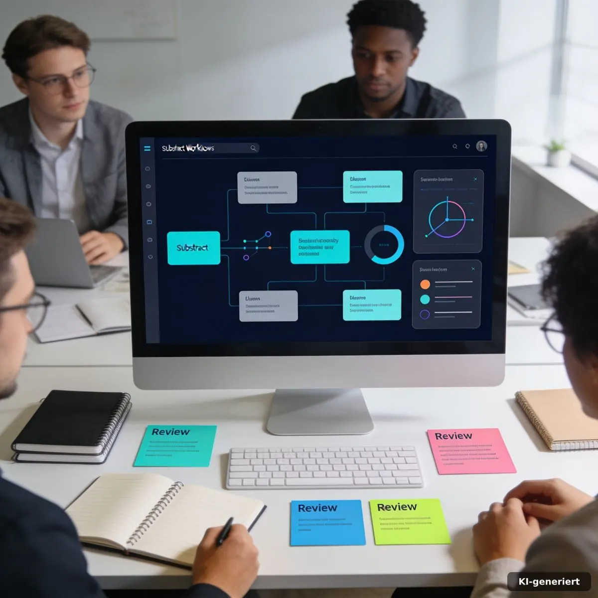 Strukturierter Marketing-Workflow mit menschlicher Qualitätskontrolle