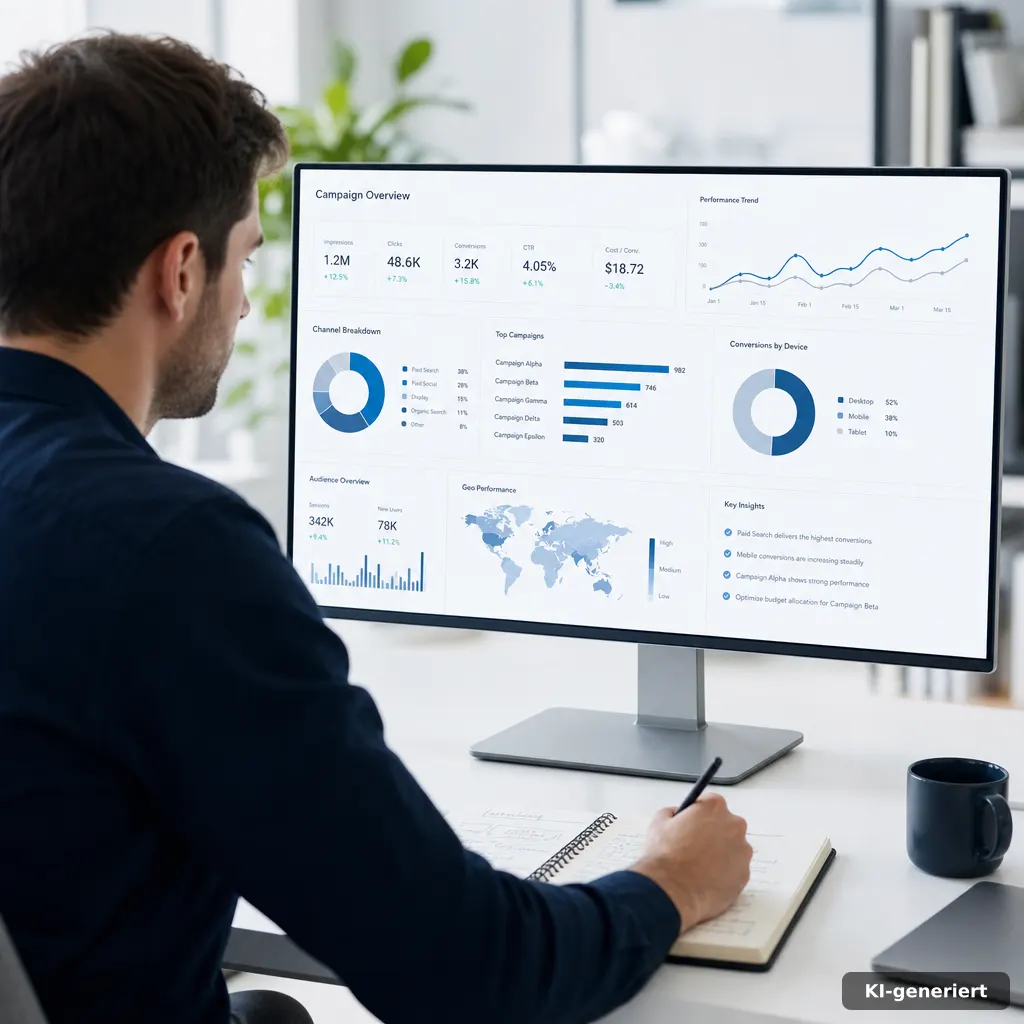 Marketinganalyse mit Diagrammen zur Einordnung von ChatGPT-Ads-Zahlen
